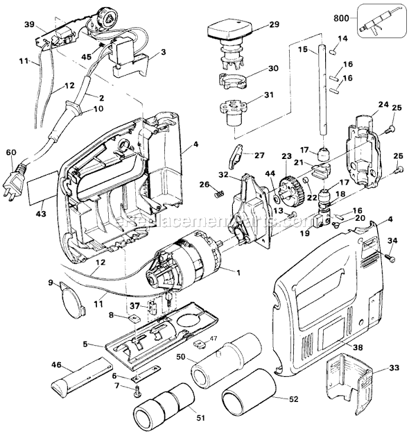 Page A Diagram and Parts List for TS430 Type 4 Black and Decker Jig Saw